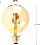 COUSON Bombilla Filamento LED E27 6W G95 Vintage Edison Luz Amarilla Cálida 2700K