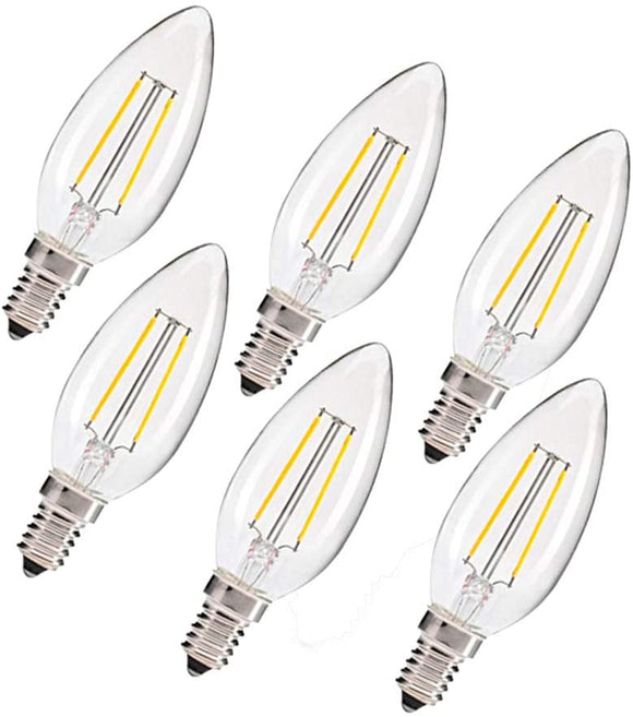  LED Bombilla Filamento 2 W E14 vela  Luz amarilla 