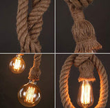 COUSON Vintage Cuerda de cáñamo gruesa Lámpara Colgante E27