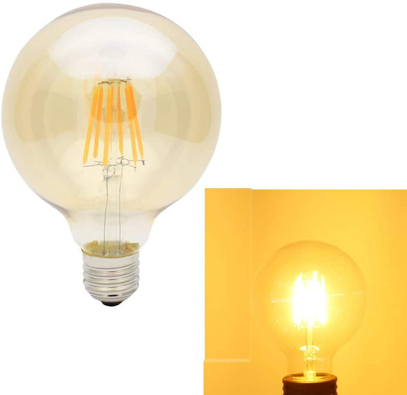 COUSON Bombilla Filamento LED E27 6W G125 Vintage Edison Luz Amarilla Cálida 2700K