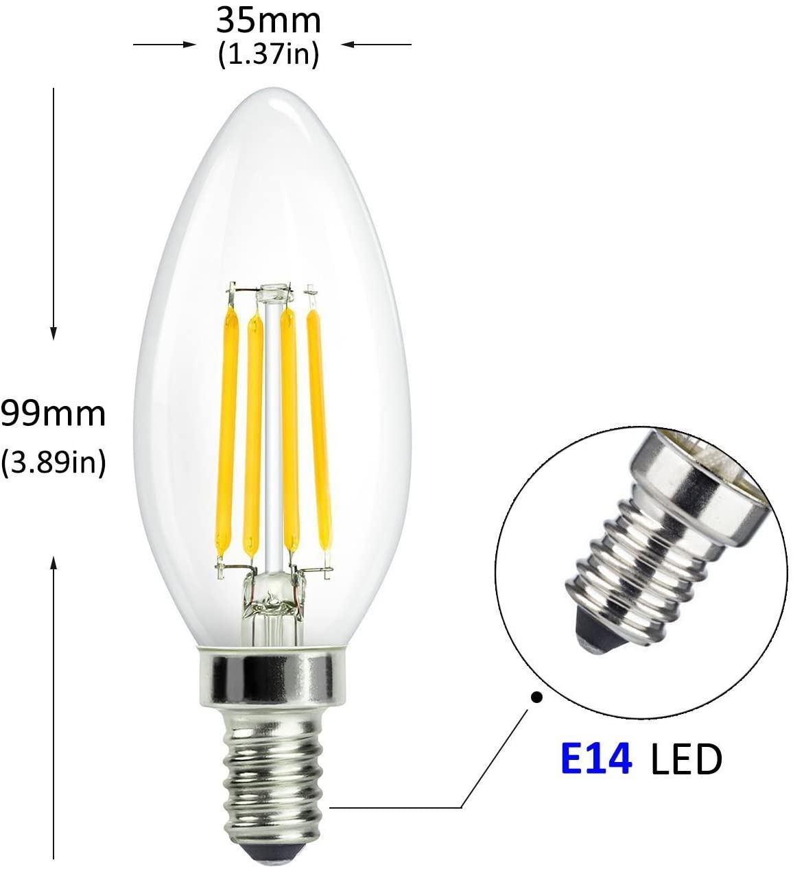Bombilla led E14 2W filamento 180Lm